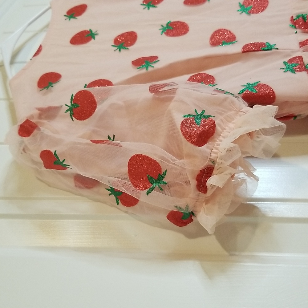 Charming Tulle Dress W/Glitter Strawberries By Retro Stage Size Large (8) NWT - Picture 8 of 16